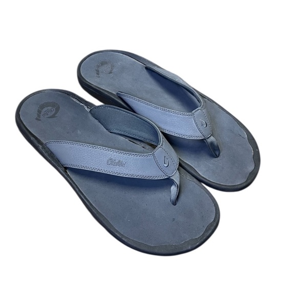 Olukai Ohana Flip Flops Thong Sandals Men's 16 Gray Black Shoes - Picture 1 of 10